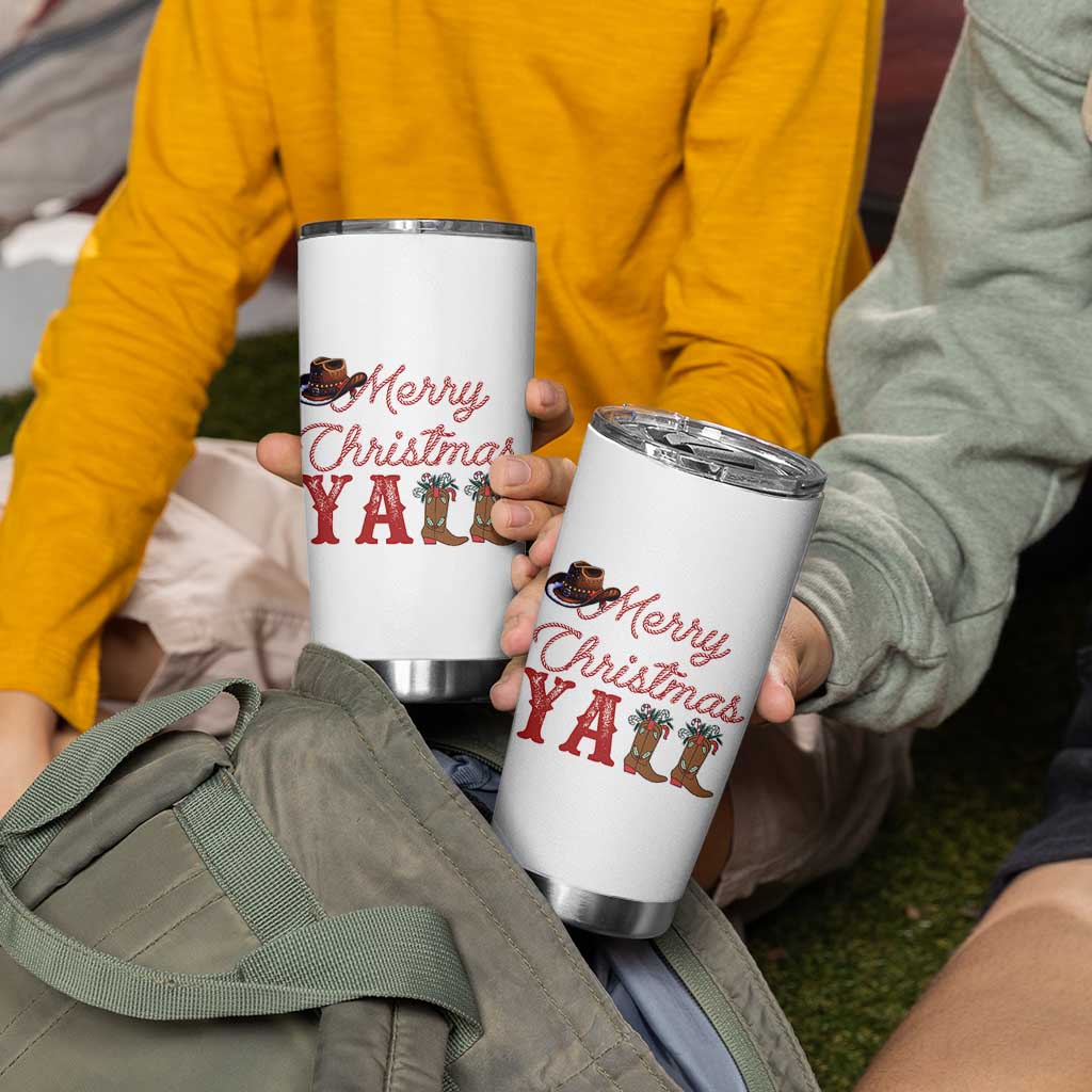 Western Cowboy Howdy Tumbler Cup Merry Christmas Yall Cowgirl Boots Hat - Wonder Print Shop