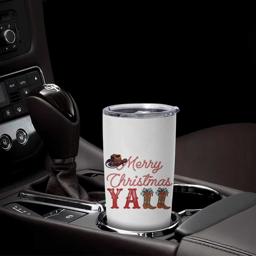 Western Cowboy Howdy Tumbler Cup Merry Christmas Yall Cowgirl Boots Hat - Wonder Print Shop