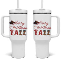 Western Cowboy Howdy Tumbler With Handle Merry Christmas Yall Cowgirl Boots Hat - Wonder Print Shop