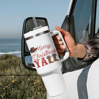 Western Cowboy Howdy Tumbler With Handle Merry Christmas Yall Cowgirl Boots Hat - Wonder Print Shop