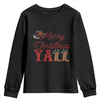 Western Cowboy Howdy Youth Sweatshirt Merry Christmas Yall Cowgirl Boots Hat - Wonder Print Shop