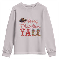 Western Cowboy Howdy Youth Sweatshirt Merry Christmas Yall Cowgirl Boots Hat - Wonder Print Shop