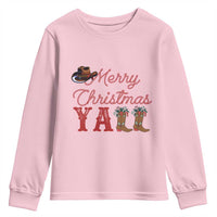Western Cowboy Howdy Youth Sweatshirt Merry Christmas Yall Cowgirl Boots Hat - Wonder Print Shop