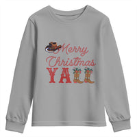 Western Cowboy Howdy Youth Sweatshirt Merry Christmas Yall Cowgirl Boots Hat - Wonder Print Shop