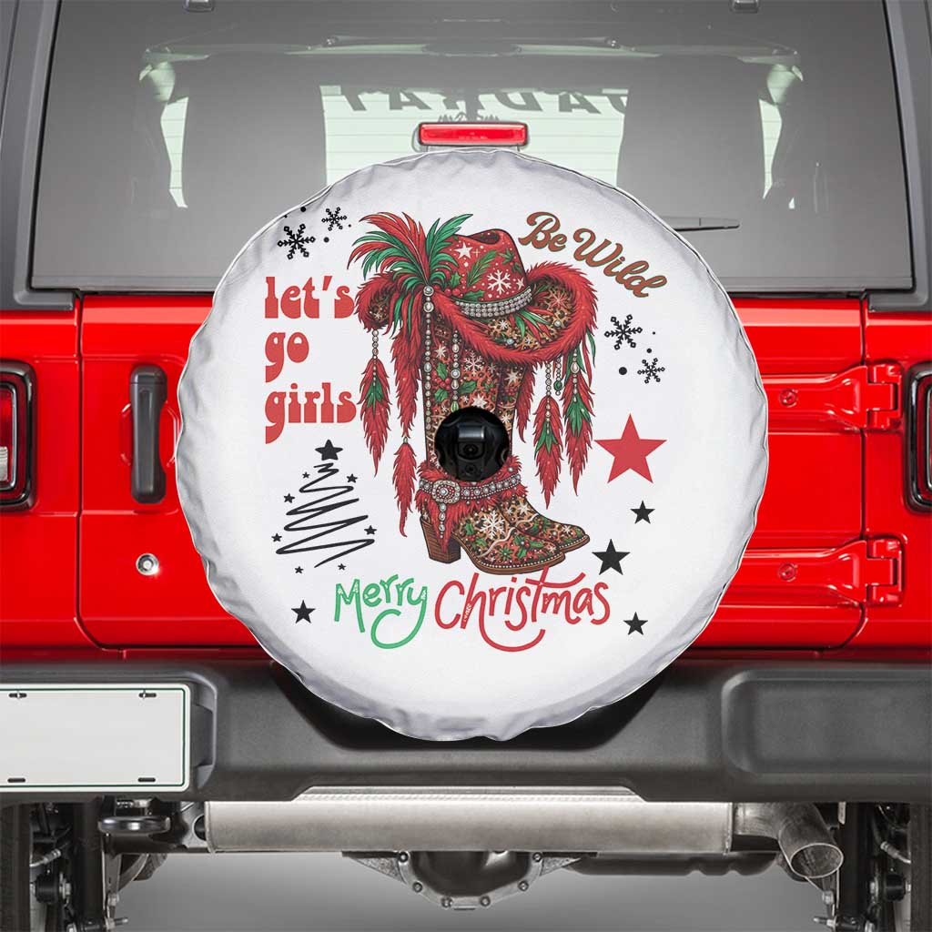 Let Us Go Girls Spare Tire Cover Christmas Cowgirl Boots - Wonder Print Shop