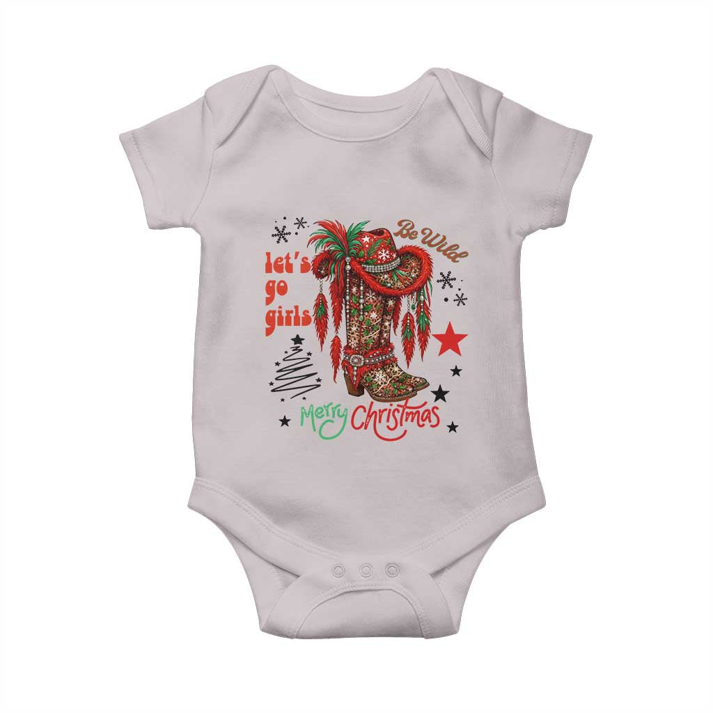 Let Us Go Girls Baby Onesie Christmas Cowgirl Boots - Wonder Print Shop
