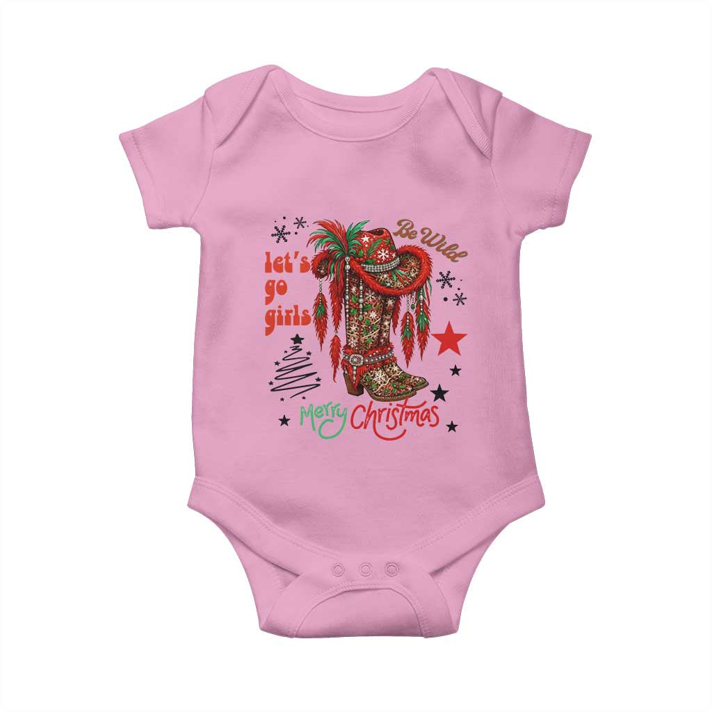 Let Us Go Girls Baby Onesie Christmas Cowgirl Boots - Wonder Print Shop