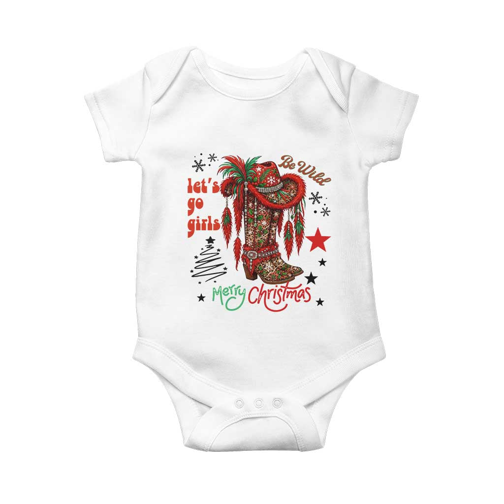 Let Us Go Girls Baby Onesie Christmas Cowgirl Boots - Wonder Print Shop