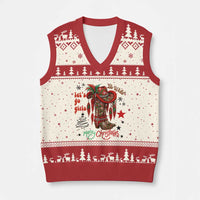 Let Us Go Girls V-Neck Knit Sweater Vest Xmas Cowgirl Boots - Wonder Print Shop