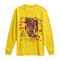 Let Us Go Girls Long Sleeve Shirt Christmas Cowgirl Boots - Wonder Print Shop