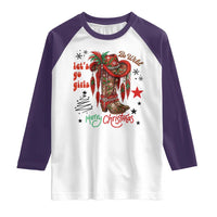 Let Us Go Girls Raglan Shirt Christmas Cowgirl Boots - Wonder Print Shop