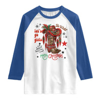 Let Us Go Girls Raglan Shirt Christmas Cowgirl Boots - Wonder Print Shop
