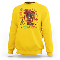 Let Us Go Girls Sweatshirt Christmas Cowgirl Boots - Wonder Print Shop