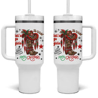 Let Us Go Girls Tumbler With Handle Christmas Cowgirl Boots - Wonder Print Shop