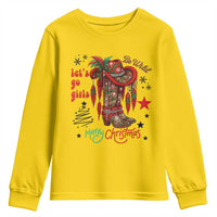 Let Us Go Girls Youth Sweatshirt Christmas Cowgirl Boots - Wonder Print Shop
