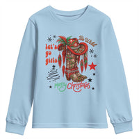 Let Us Go Girls Youth Sweatshirt Christmas Cowgirl Boots - Wonder Print Shop