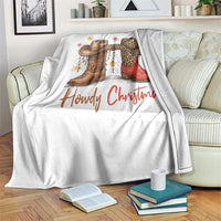 Howdy Christmas Throw Blanket Western Cowboy Boots Country - Wonder Print Shop