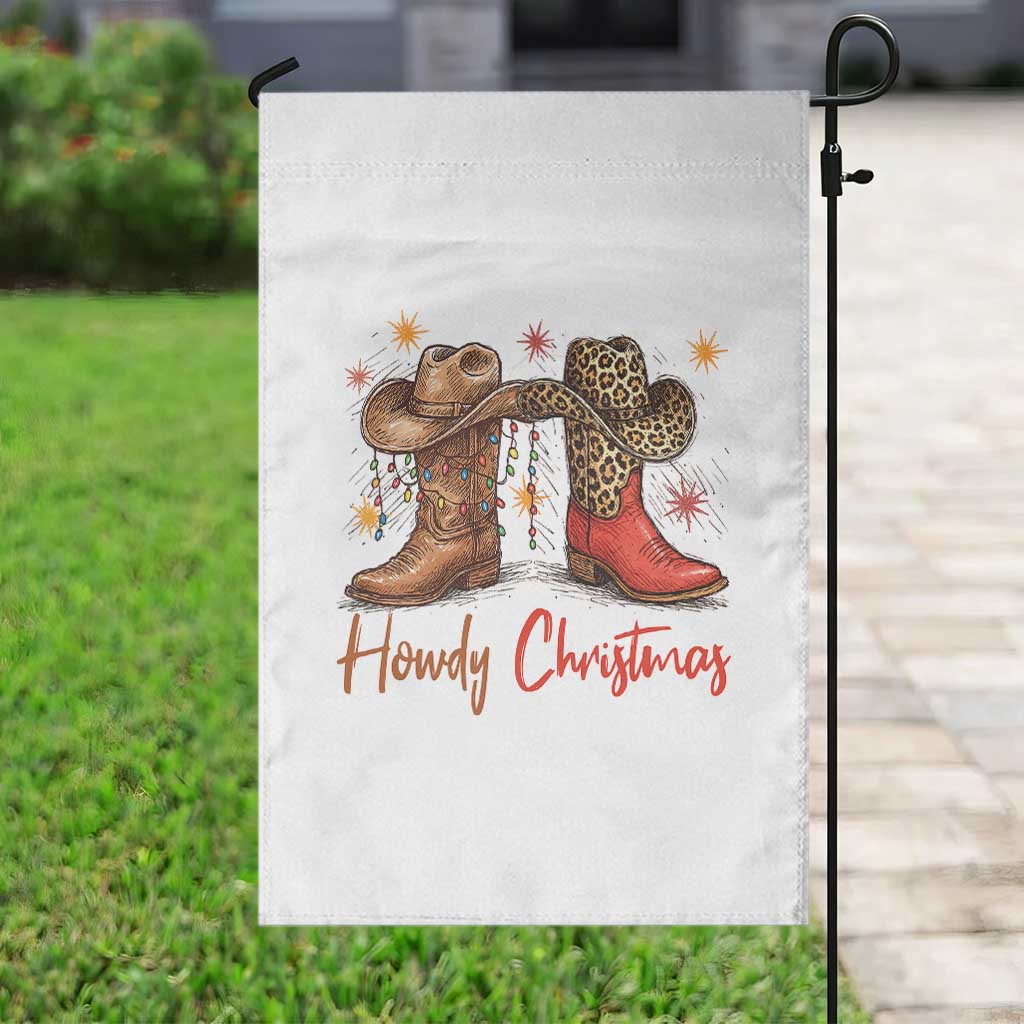 Howdy Christmas Garden Flag Western Cowboy Boots Country - Wonder Print Shop