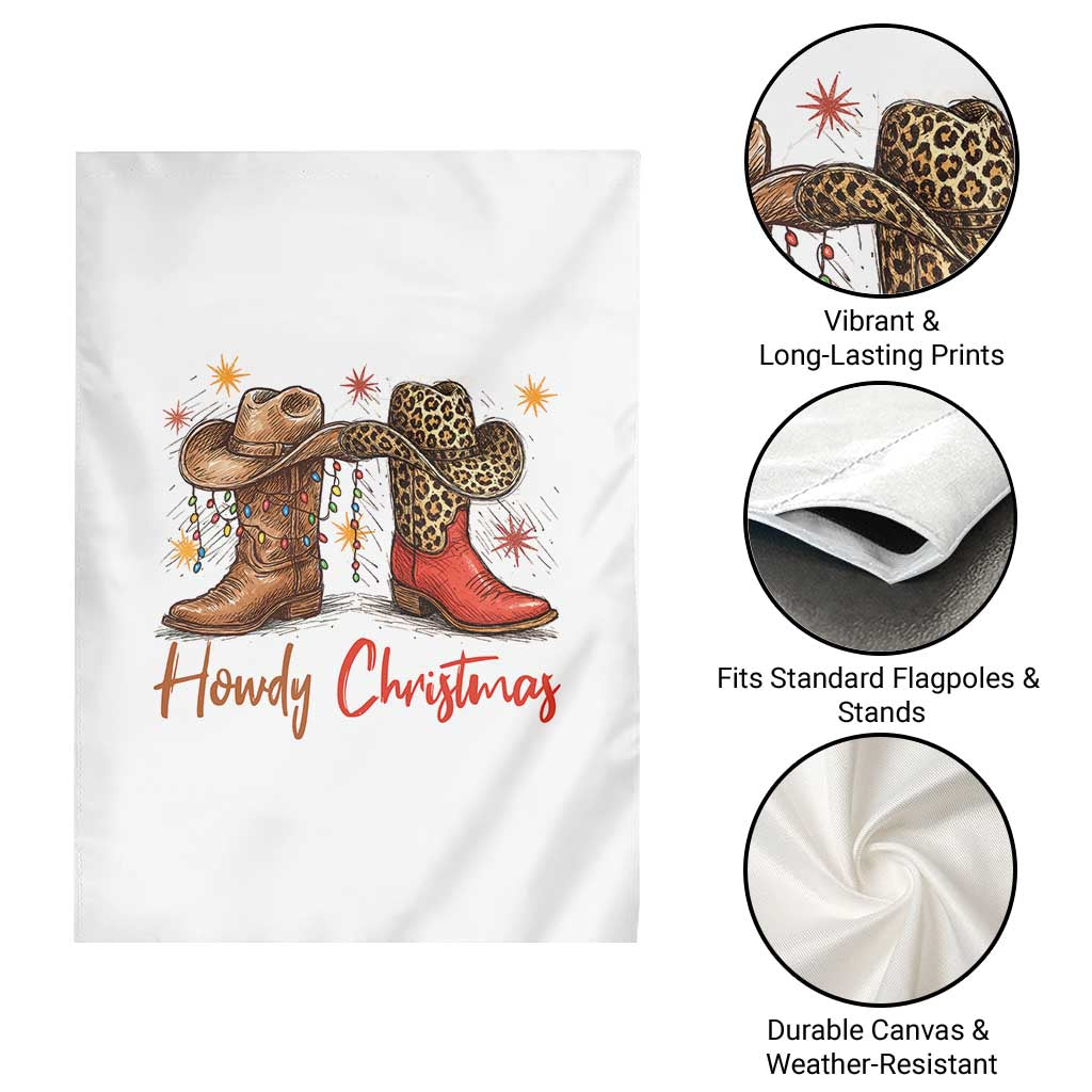 Howdy Christmas Garden Flag Western Cowboy Boots Country - Wonder Print Shop