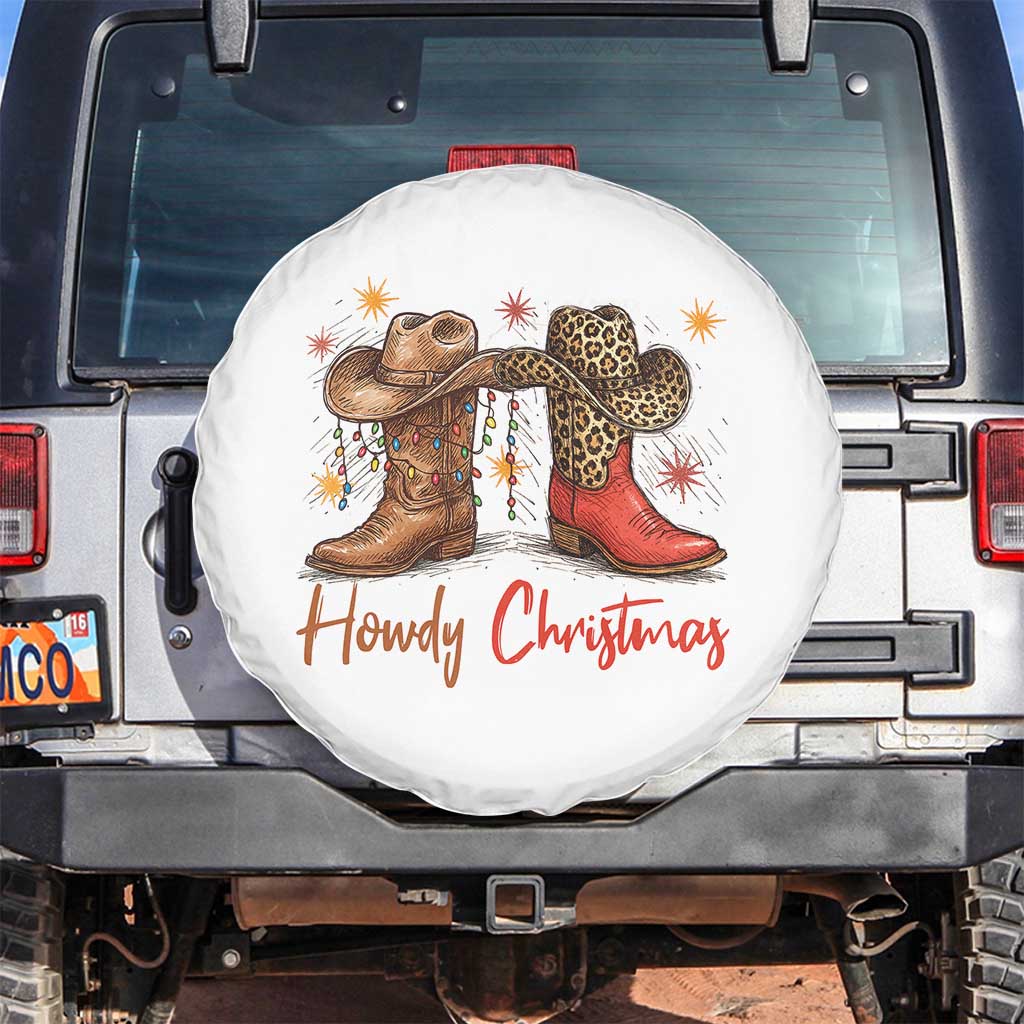 Howdy Christmas Spare Tire Cover Western Cowboy Boots Country - Wonder Print Shop