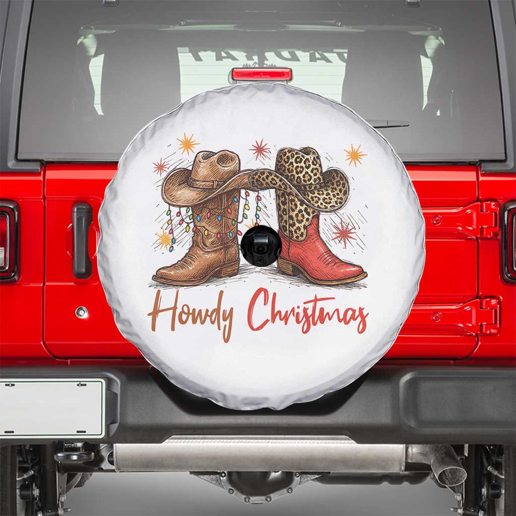 Howdy Christmas Spare Tire Cover Western Cowboy Boots Country - Wonder Print Shop