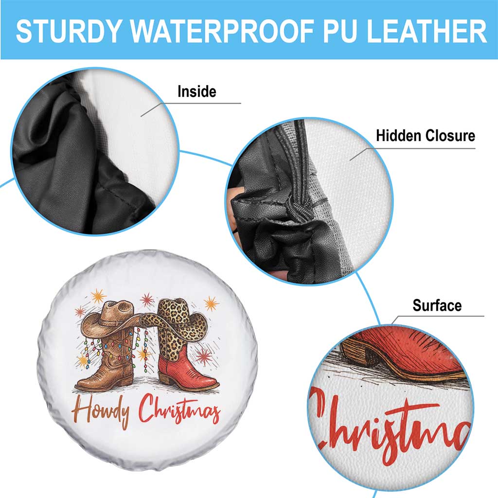 Howdy Christmas Spare Tire Cover Western Cowboy Boots Country - Wonder Print Shop