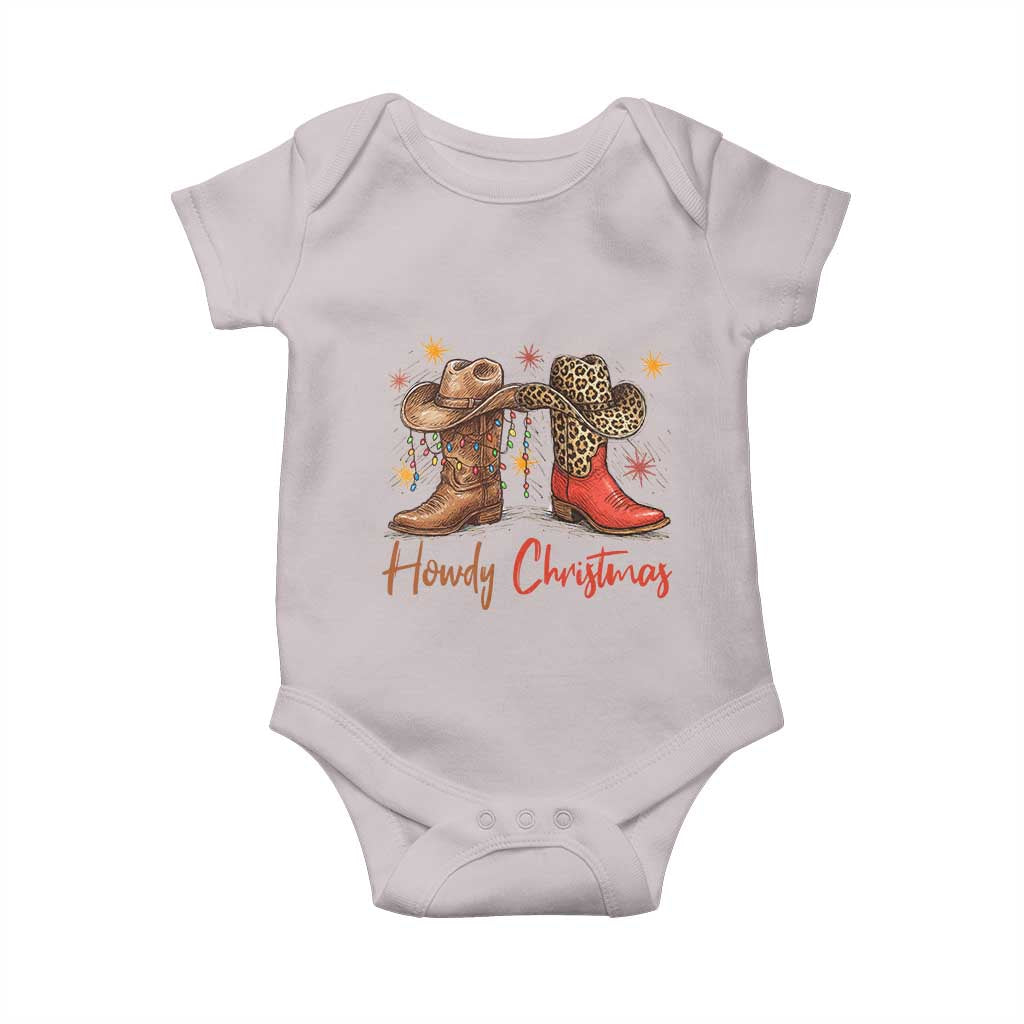 Howdy Christmas Baby Onesie Western Cowboy Boots Country - Wonder Print Shop