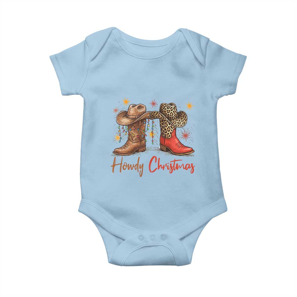 Howdy Christmas Baby Onesie Western Cowboy Boots Country - Wonder Print Shop