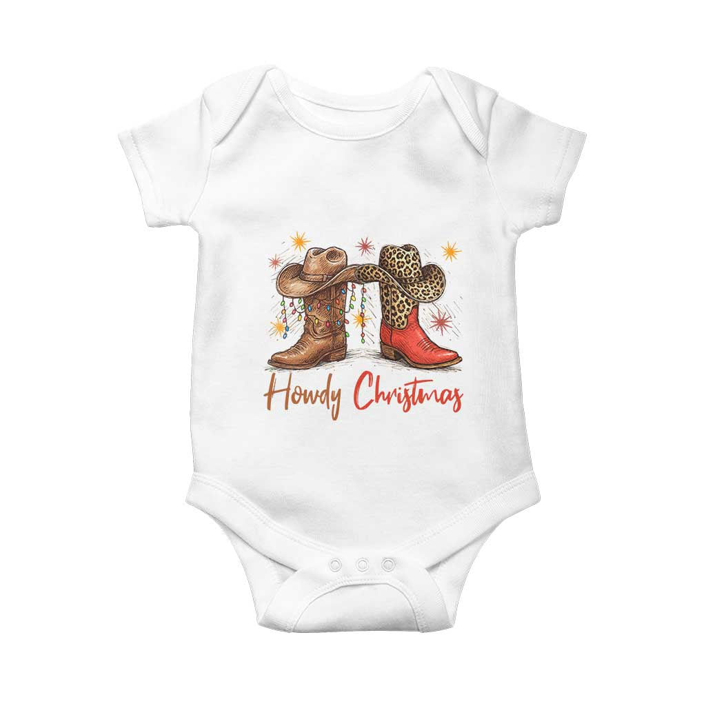 Howdy Christmas Baby Onesie Western Cowboy Boots Country - Wonder Print Shop