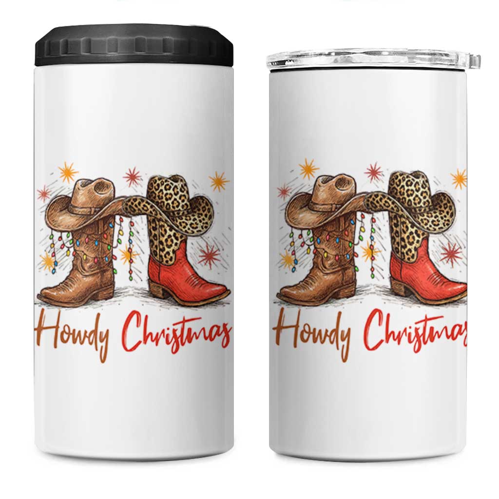 Howdy Christmas 4 in 1 Can Cooler Tumbler Western Cowboy Boots Country - Wonder Print Shop