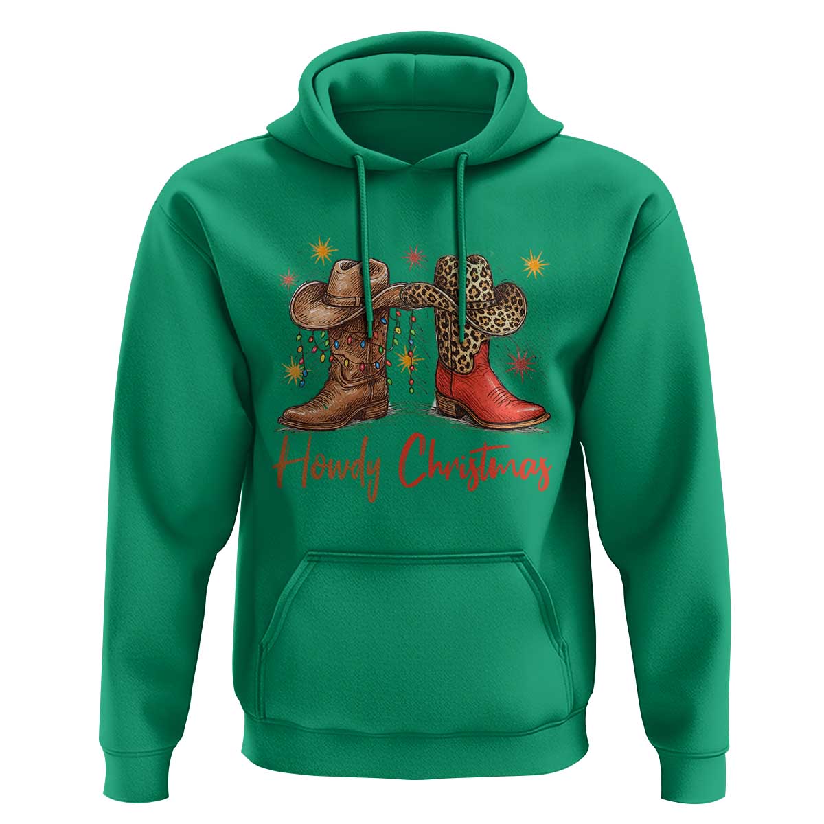 Howdy Christmas Hoodie Western Cowboy Boots Country - Wonder Print Shop