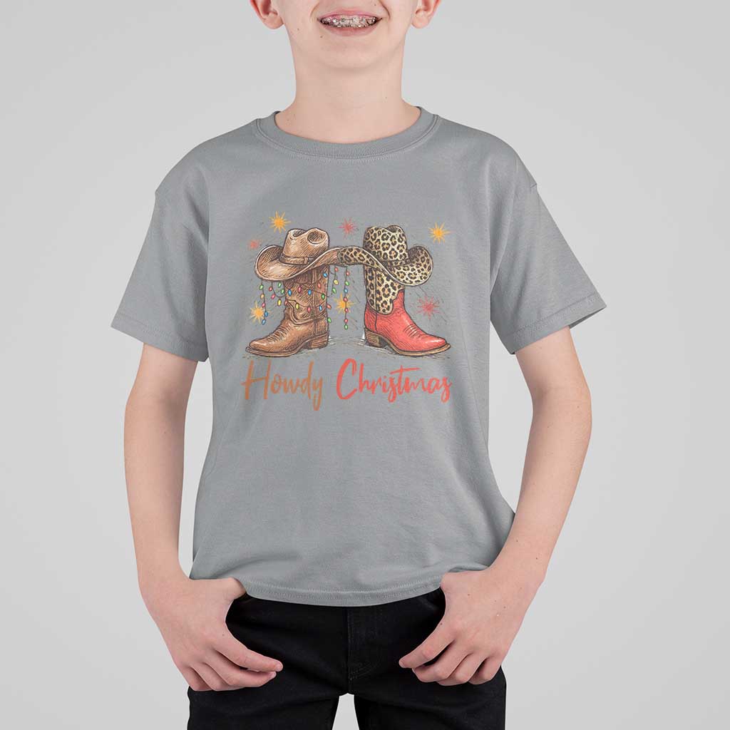 Howdy Christmas T Shirt For Kid Western Cowboy Boots Country - Wonder Print Shop