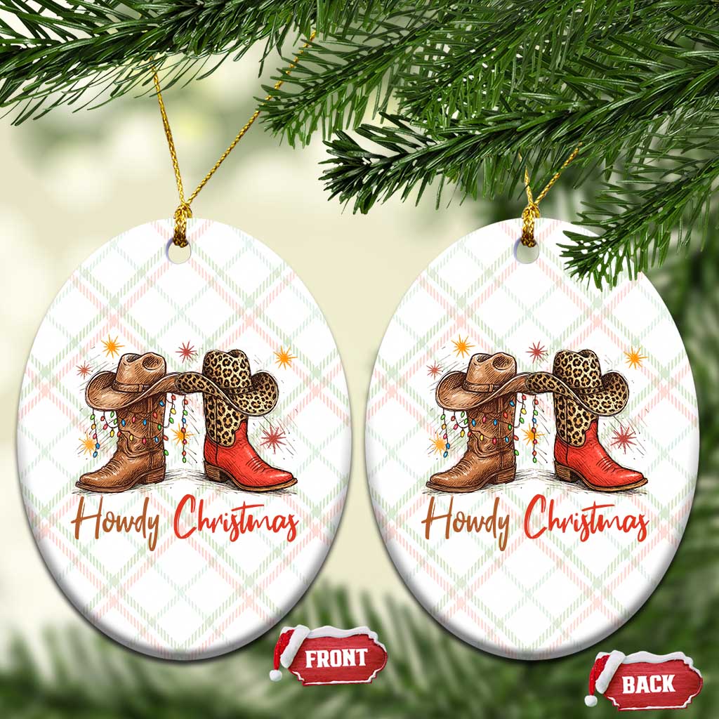 Howdy Christmas Ceramic Ornament Western Cowboy Boots Country - Wonder Print Shop
