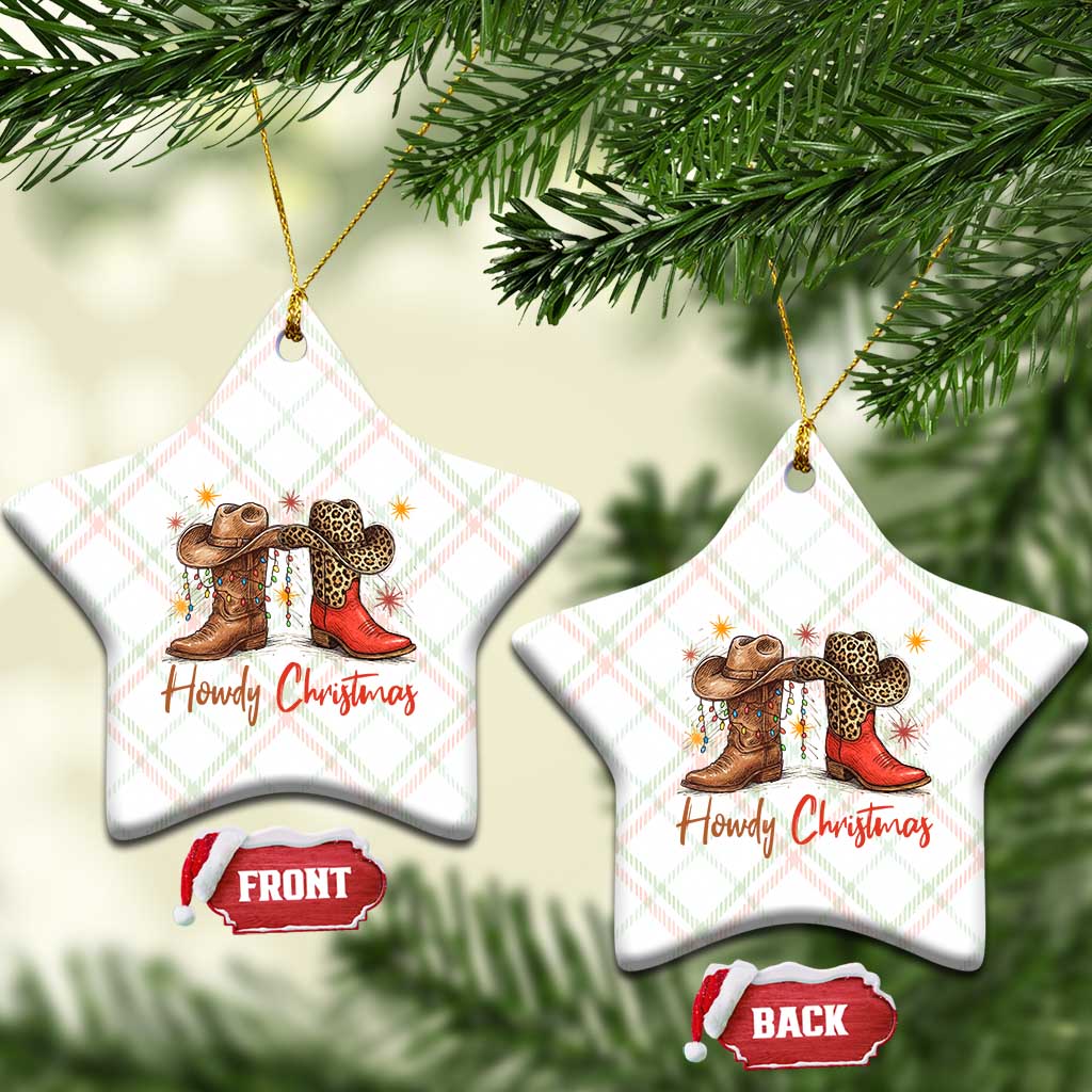 Howdy Christmas Ceramic Ornament Western Cowboy Boots Country - Wonder Print Shop