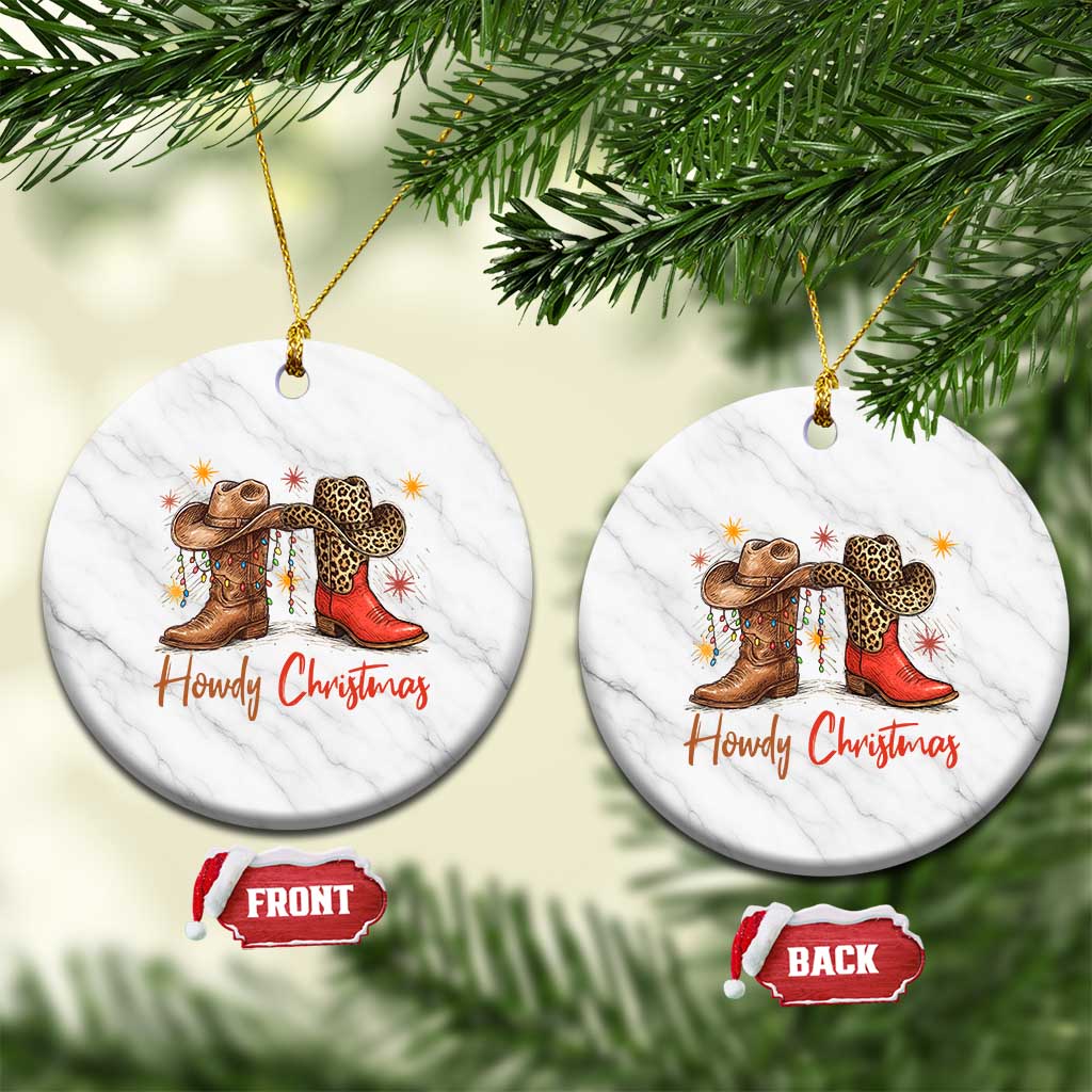 Howdy Christmas Ceramic Ornament Western Cowboy Boots Country - Wonder Print Shop