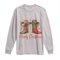 Howdy Christmas Long Sleeve Shirt Western Cowboy Boots Country - Wonder Print Shop