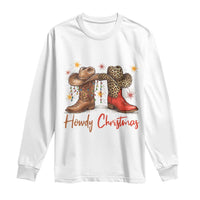 Howdy Christmas Long Sleeve Shirt Western Cowboy Boots Country - Wonder Print Shop
