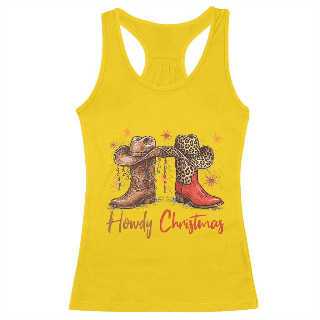 Howdy Christmas Racerback Tank Top Western Cowboy Boots Country - Wonder Print Shop