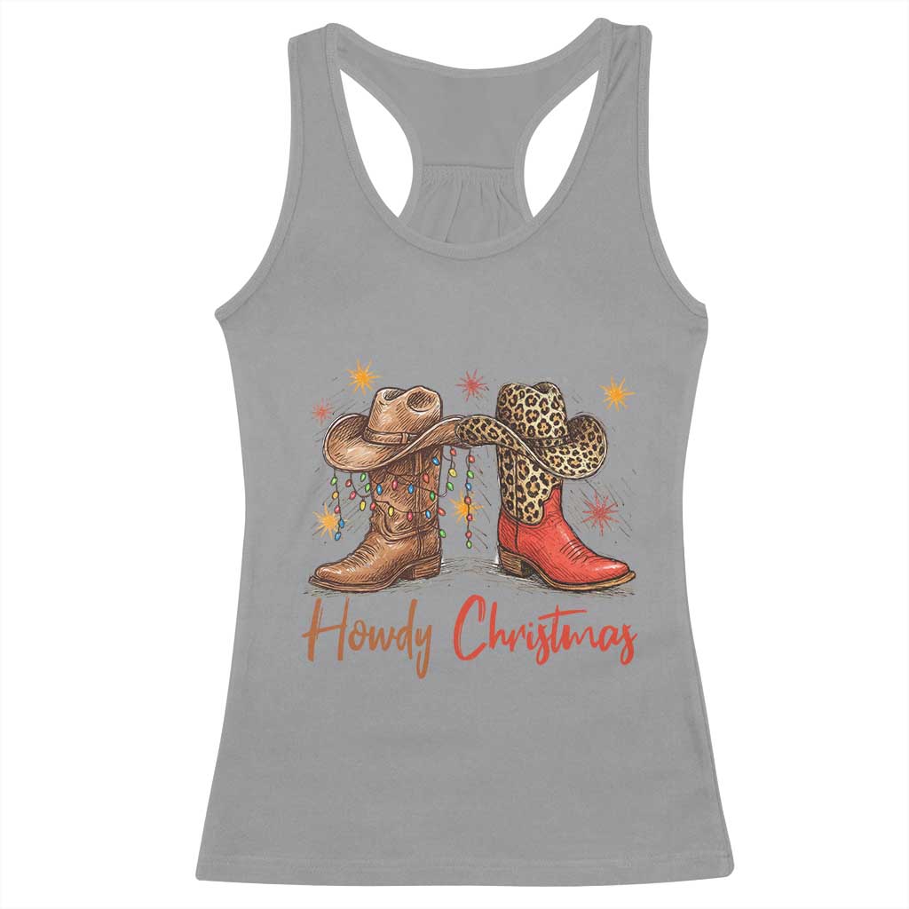 Howdy Christmas Racerback Tank Top Western Cowboy Boots Country - Wonder Print Shop