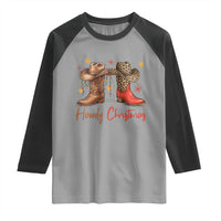 Howdy Christmas Raglan Shirt Western Cowboy Boots Country - Wonder Print Shop