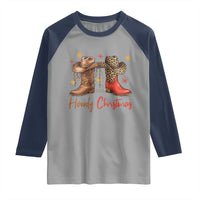 Howdy Christmas Raglan Shirt Western Cowboy Boots Country - Wonder Print Shop
