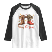 Howdy Christmas Raglan Shirt Western Cowboy Boots Country - Wonder Print Shop