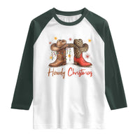 Howdy Christmas Raglan Shirt Western Cowboy Boots Country - Wonder Print Shop