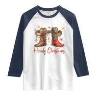 Howdy Christmas Raglan Shirt Western Cowboy Boots Country - Wonder Print Shop