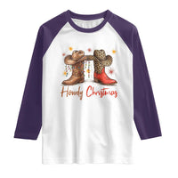 Howdy Christmas Raglan Shirt Western Cowboy Boots Country - Wonder Print Shop