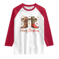 Howdy Christmas Raglan Shirt Western Cowboy Boots Country - Wonder Print Shop