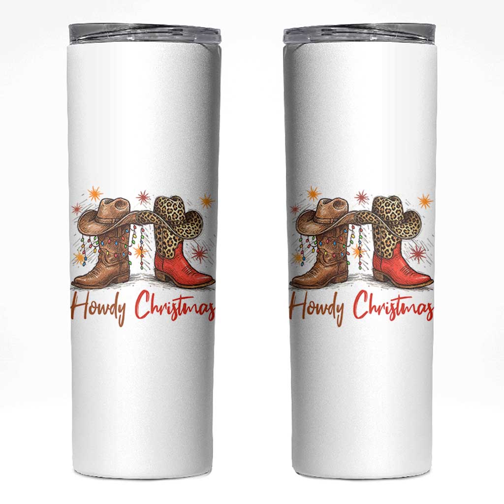 Howdy Christmas Skinny Tumbler Western Cowboy Boots Country - Wonder Print Shop