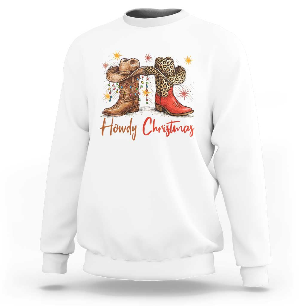 Howdy Christmas Sweatshirt Western Cowboy Boots Country - Wonder Print Shop