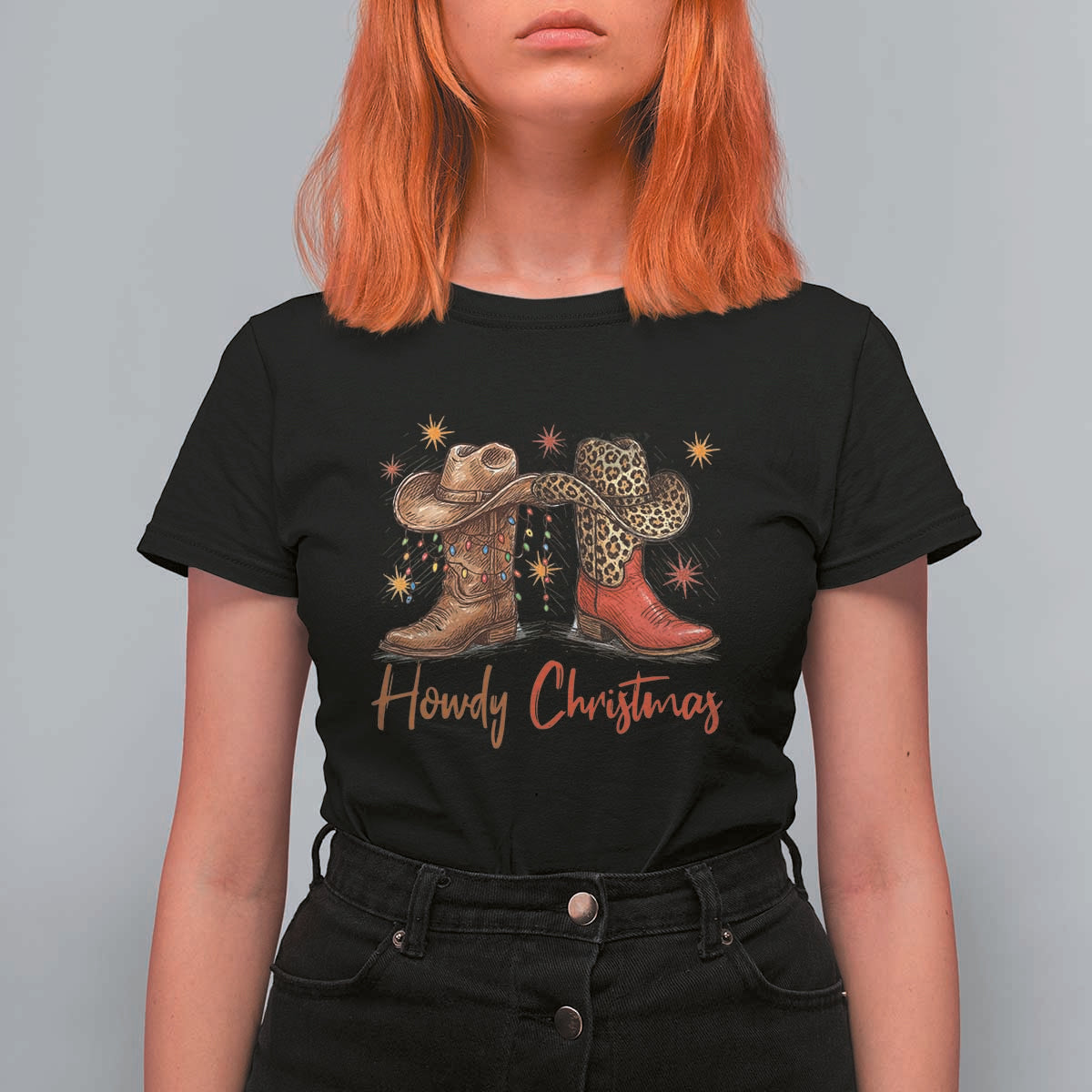 Howdy Christmas T Shirt For Women Western Cowboy Boots Country - Wonder Print Shop
