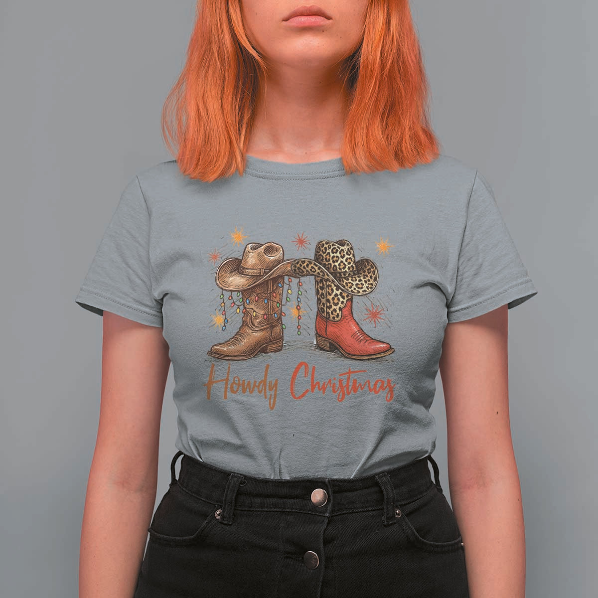 Howdy Christmas T Shirt For Women Western Cowboy Boots Country - Wonder Print Shop